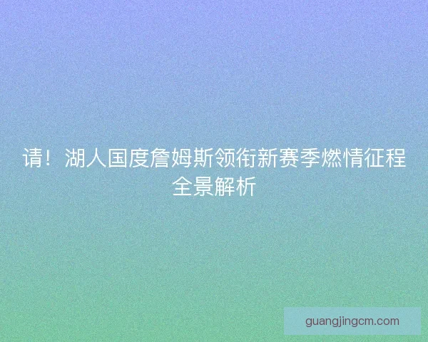 请！湖人国度詹姆斯领衔新赛季燃情征程全景解析